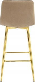 Scaun de bar POZZA VELVET cu picioare aurii, maro