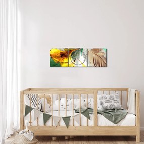 Tablou - Frunze cu pană (cu ceas) (90x30 cm)