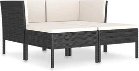 vidaXL Set mobilier de grădină cu perne, 4 piese, negru, poliratan