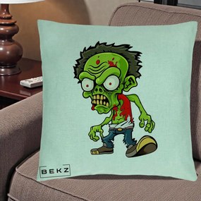 Perna Decorativa Zombie Halloween, 40x40 cm, Verde Menta, Husa Detasabila, Perna Inclusa, BEKZ®
