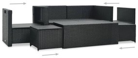 Set mobilier de gradina cu perne, 6 piese, negru, poliratan