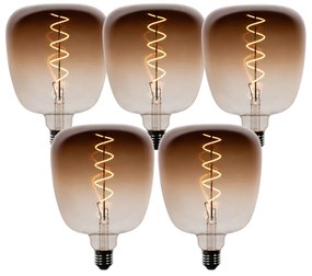 Set de 5 becuri LED E27 dimabile G140 maro 4,9W 110 lm 1800K