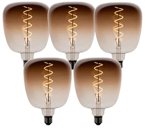 Set de 5 becuri LED E27 dimabile G140 maro 4,9W 110 lm 1800K