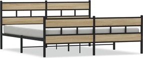 vidaXL Cadru de pat metalic fără saltea, stejar sonoma, 183x213 cm