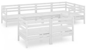 3082915 vidaXL Set mobilier de grădină, 7 piese, alb, lemn masiv de pin