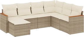 vidaXL Set canapele de grădină, 7 piese, cu perne, bej, poliratan