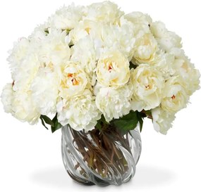 Buchet artificial LUX din 48 de bujori albi, Peonies