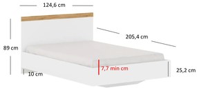 Pat matrimonial 120 cm Vina (alb + Stejar wotan) (fără saltea și somieră). 1053367