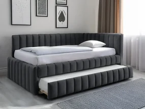 Pat tapițat COMFINO VELVET cu pat suplimentar 120x200 cm gri inchis
