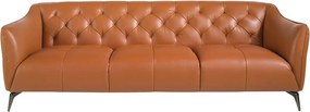 Canapea 3 locuri din piele naturala capitonata Cowhide leather brown