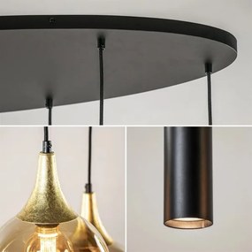 Lustr CALYPSO 3xGU10/60W + 5xE27/60W, negru/auriu, pe cablu