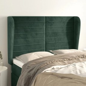 Tablie pat cu aripioare verde inchis 147x23x118 128 cm catifea 1, Verde inchis, 147 x 23 x 118 128 cm