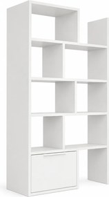Biblioteca PACO, alb, PAL laminat, 74/130x29x188 cm