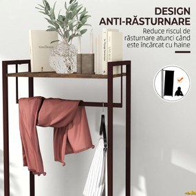 HOMCOM Bara pentru Haine Independenta cu 3 Sertare din Panza si Rafturi de Depozitare, Raft de Imbracaminte, Maro Rustic | Aosom Romania