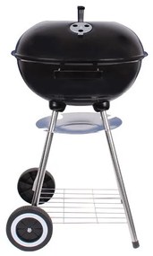 Gratar emailat Muhler 649151, Ø41.5 cm, Cu capac si rotite, Negru