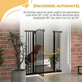 PawHut Poartă Extensibilă pentru Câini fără Șuruburi, Poartă de Siguranță Reglabilă, 94-100x94 cm, Negru | Aosom Romania