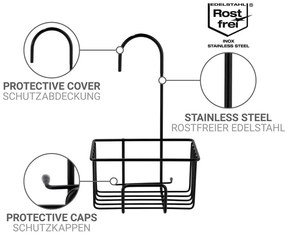 Raft pentru baie negru de agățat din oțel inoxidabil Milito – Wenko