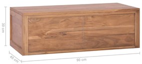 Dulap de baie suspendat, 90 x 45 x 30 cm, lemn masiv de tec 90 x 45 x 30 cm, 1