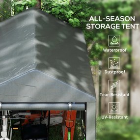 Outsunny Magazie pentru Scule cu Protecție UV și Intrare cu Fermoar, Cort de Garaj, 120x179x165 cm, Gri Închis | Aosom Romania