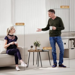 HOMCOM Set 2 Măsuțe de Cafe Suprapunibile cu Cadru din Metal Nuc și Negru | Aosom Romania