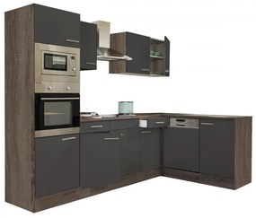 Mobilă de bucătărie de colț Yorki 280, corp stejar Yorki, față antracit satinat