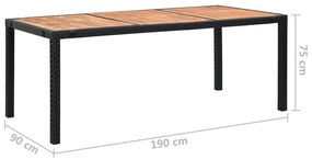 Set mobilier de exterior 9 piese negru poliratan lemn de acacia 9