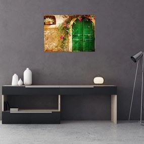 Tablou pe sticlă - Ușă veche (70x50 cm)