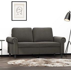 Canapea cu 2 locuri, gri inchis, 120 cm, catifea Morke gra, 152 x 77 x 80 cm