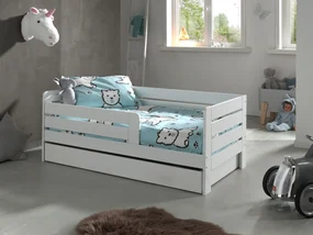 Pat Toddler alb pentru copii mici, 70 x 140 cm, cu sertar de depozitare – Vipack