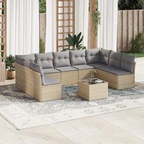 vidaXL Set canapele de grădină cu perne, 10 piese, bej, poliratan