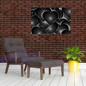 Tablou cu inimile alb - negre (90x60 cm)