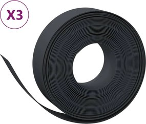 vidaXL Borduri de grădină, 3 buc, negru, 10 m 15 cm, polietilenă