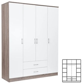 Dulap Miami 160x205 cm alb-stejar York