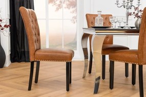 Set 2 scaune Stil Baroc, Piele Sintetica, Maro Coniac, CASTLE