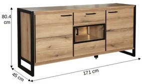 Bufet 3 Usi Si 1 Sertar Soho Nordian Oak, 171 Cm