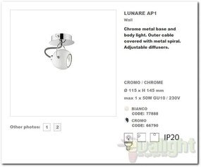 Aplica de perete,Plafonier reglabil LUNARE AP1 Cromo 066790