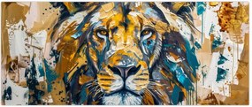 Tablou - pictură în ulei abstractă cu leu (120x50 cm)