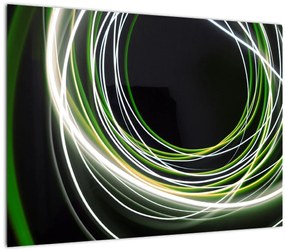 Tablou pe sticlă cu linii verzi (70x50 cm)