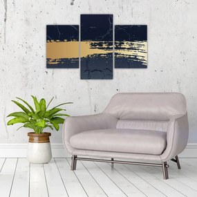 Tablou - Albastru și aur abstracție N⁰2 (90x60 cm)