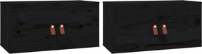 vidaXL Dulapuri de perete 2 buc. negru 60x30x30 cm lemn masiv de pin