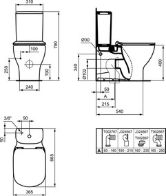 Vas WC Ideal Standard Tesi AquaBlade Silk back-to-wall, alb mat - T0082V1