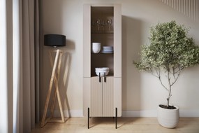 Vitrina Malmi 60 cm pe bază de metal - cașmir / crem bianca / picioare negre