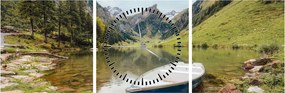 Tablou - Seealpsee, lac din Elveția (cu ceas) (90x30 cm)