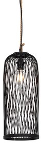 Lampă suspendată rustică pentru exterior din ratan negru 25 cm - Calamus