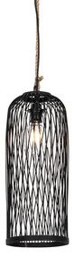 Lampă suspendată rustică pentru exterior din ratan negru 25 cm - Calamus