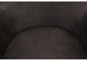 Fotoliu design, ţesătură din piele periată, maro Taupe / negru, LACEY
