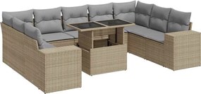 vidaXL Set canapele de grădină cu perne, 10 piese, bej, poliratan