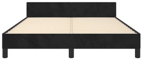 Cadru de pat cu tablie, negru, 140x200 cm, catifea Negru, 140 x 200 cm, Benzi orizontale