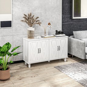Dulap multifuncțional MDF cu 4 nivele cu 2 rafturi reglabile pentru sufragerie, bucătărie și intrare, 120x37x75 cm, alb HOMCOM | Aosom Romania