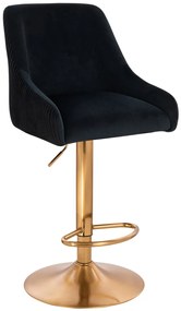 HR920W Scaun Neagră din Catifea cu Bază Aurie